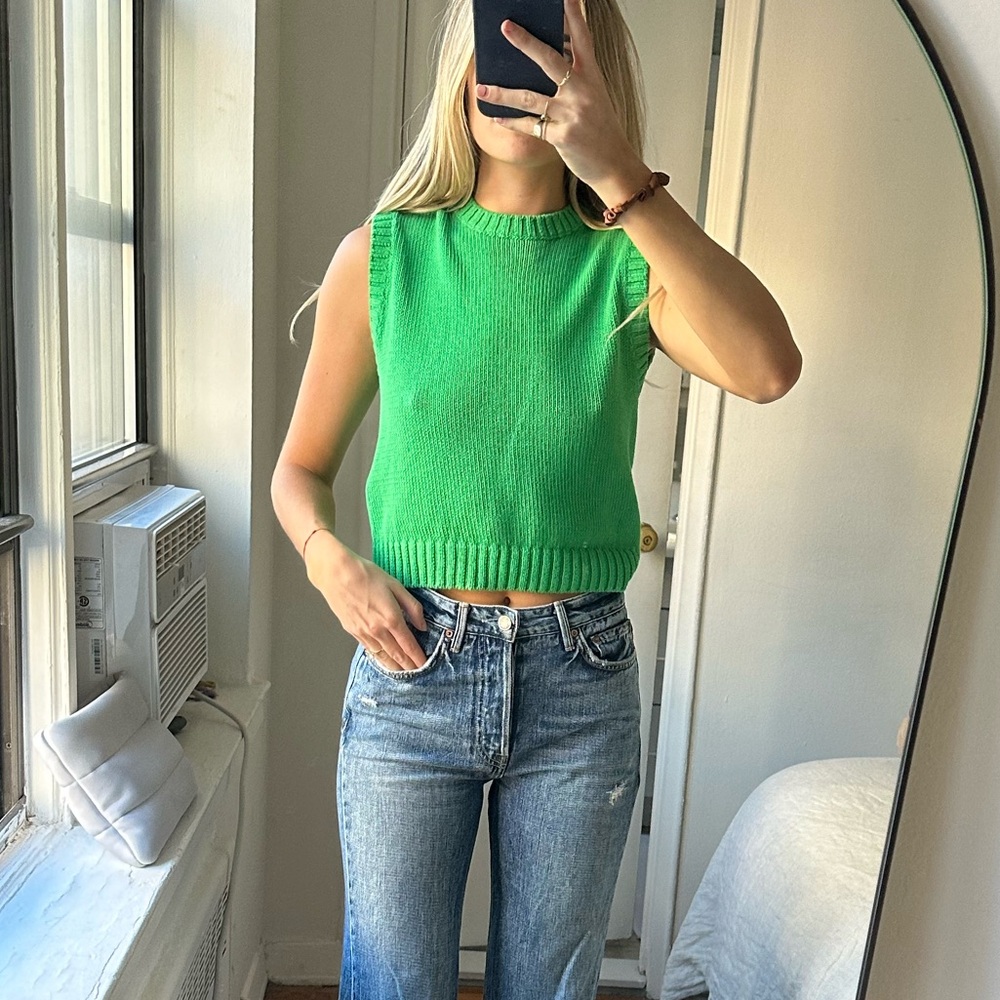 Green knit vest